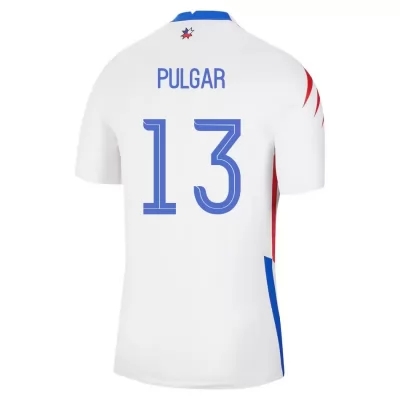 Miesten Chilen Jalkapallomaajoukkue Erick Pulgar #13 Vieraspaita Valkoinen 2021 Lyhythihainen Paita