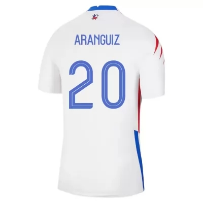 Naisten Chilen jalkapallomaajoukkue Charles Aranguiz #20 Vieraspaita Valkoinen 2021 Lyhythihainen Paita
