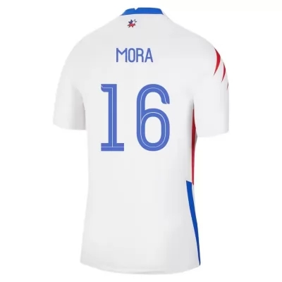 Naisten Chilen Jalkapallomaajoukkue Felipe Mora #16 Vieraspaita Valkoinen 2021 Lyhythihainen Paita