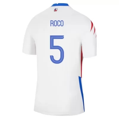 Naisten Chilen Jalkapallomaajoukkue Enzo Roco #5 Vieraspaita Valkoinen 2021 Lyhythihainen Paita
