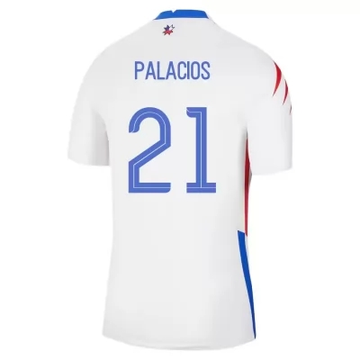 Lapset Chilen Jalkapallomaajoukkue Carlos Palacios #21 Vieraspaita Valkoinen 2021 Lyhythihainen Paita