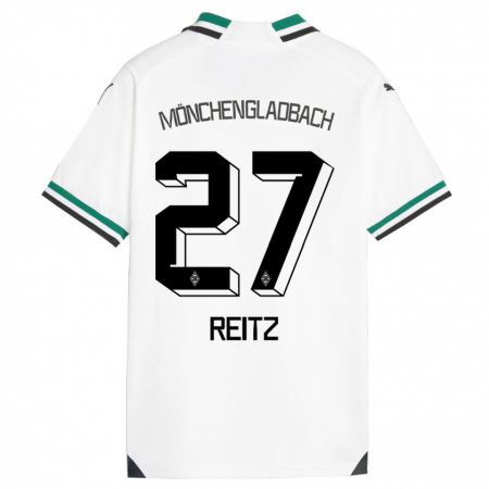 Kandiny Lapset Rocco Reitz #27 Valkoinen Vihreä Kotipaita 2023/24 Lyhythihainen Paita T-Paita