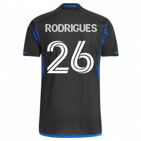 Kandiny Lapset Rodrigues #26 Sininen Musta Kotipaita 2023/24 Lyhythihainen Paita T-Paita