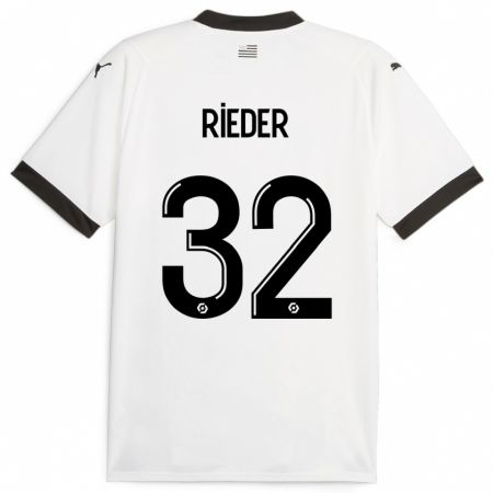 Kandiny Lapset Fabian Rieder #32 Valkoinen Vieraspaita 2023/24 Lyhythihainen Paita T-Paita