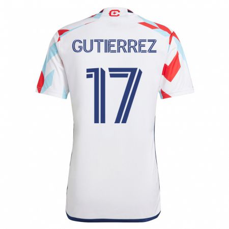 Kandiny Lapset Brian Gutiérrez #17 Valkoinen Sininen Vieraspaita 2023/24 Lyhythihainen Paita T-Paita