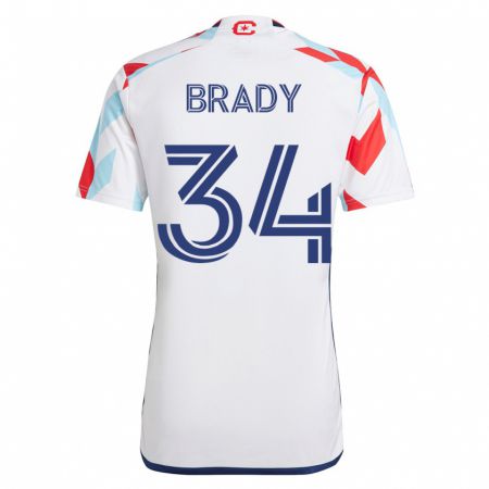 Kandiny Lapset Chris Brady #34 Valkoinen Sininen Vieraspaita 2023/24 Lyhythihainen Paita T-Paita