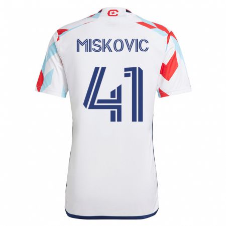 Kandiny Lapset Mihajlo Miskovic #41 Valkoinen Sininen Vieraspaita 2023/24 Lyhythihainen Paita T-Paita