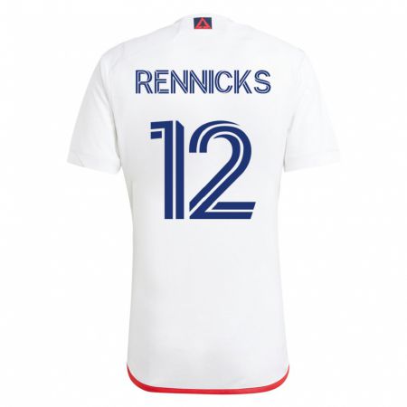 Kandiny Lapset Justin Rennicks #12 Valkoinen Punainen Vieraspaita 2023/24 Lyhythihainen Paita T-Paita