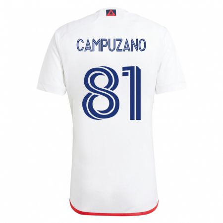 Kandiny Lapset Nico Campuzano #81 Valkoinen Punainen Vieraspaita 2023/24 Lyhythihainen Paita T-Paita