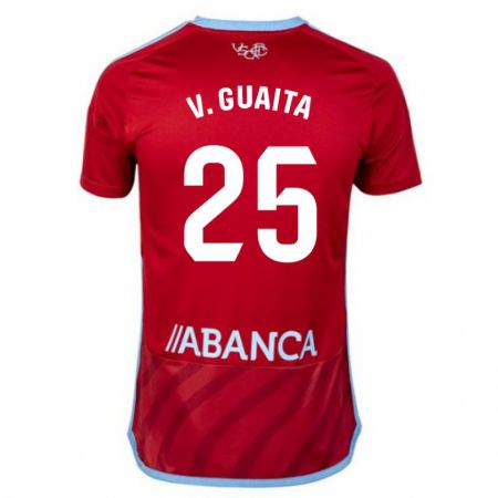 Kandiny Lapset Vicente Guaita #25 Punainen Vieraspaita 2023/24 Lyhythihainen Paita T-Paita