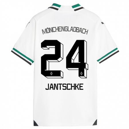 Kandiny Miesten Tony Jantschke #24 Valkoinen Vihreä Kotipaita 2023/24 Lyhythihainen Paita T-Paita