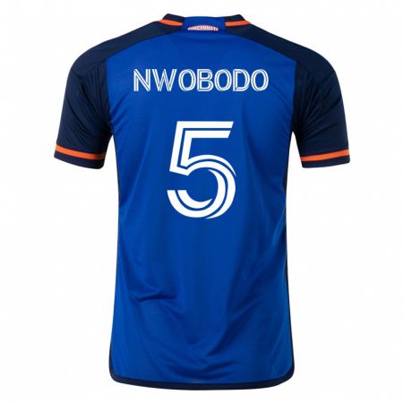 Kandiny Miesten Obinna Nwobodo #5 Sininen Kotipaita 2023/24 Lyhythihainen Paita T-Paita