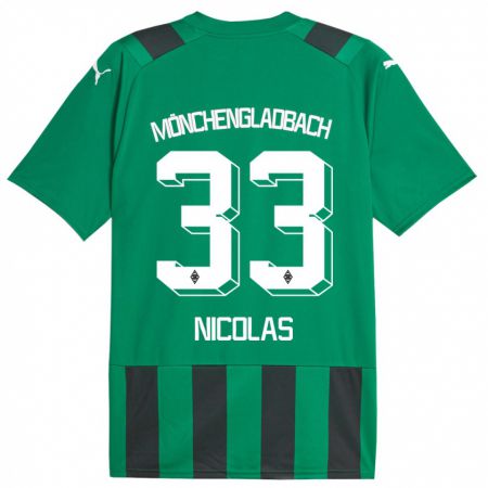Kandiny Miesten Moritz Nicolas #33 Musta Vihreä Vieraspaita 2023/24 Lyhythihainen Paita T-Paita