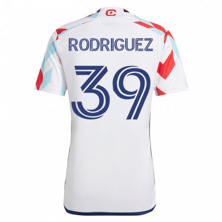 Kandiny Miesten Allan Rodriguez #39 Valkoinen Sininen Vieraspaita 2023/24 Lyhythihainen Paita T-Paita