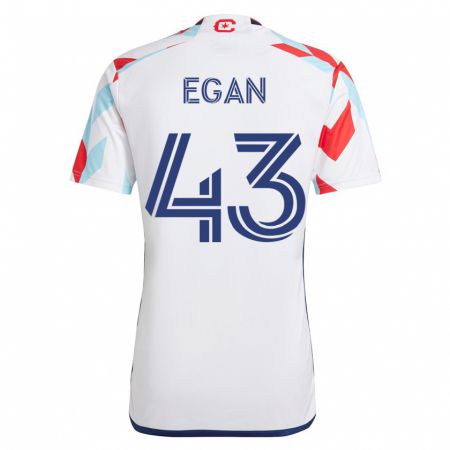 Kandiny Miesten Noah Egan #43 Valkoinen Sininen Vieraspaita 2023/24 Lyhythihainen Paita T-Paita