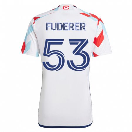 Kandiny Miesten Jake Fuderer #53 Valkoinen Sininen Vieraspaita 2023/24 Lyhythihainen Paita T-Paita