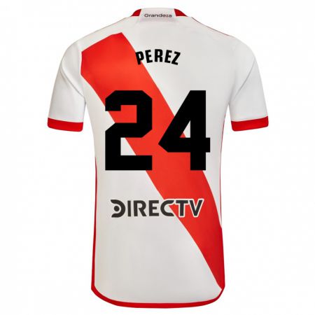 Kandiny Naisten Enzo Pérez #24 Valkoinen Punainen Kotipaita 2023/24 Lyhythihainen Paita T-Paita