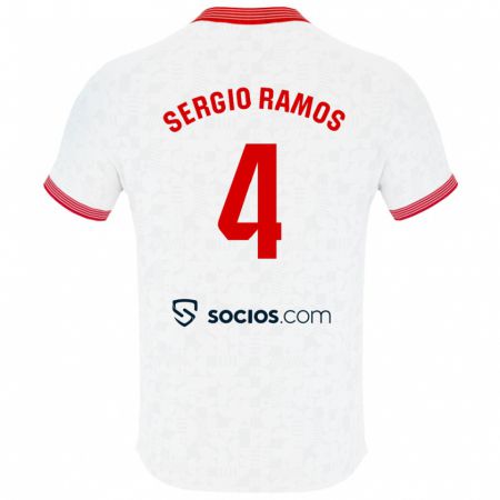 Kandiny Naisten Sergio Ramos #4 Valkoinen Kotipaita 2023/24 Lyhythihainen Paita T-Paita