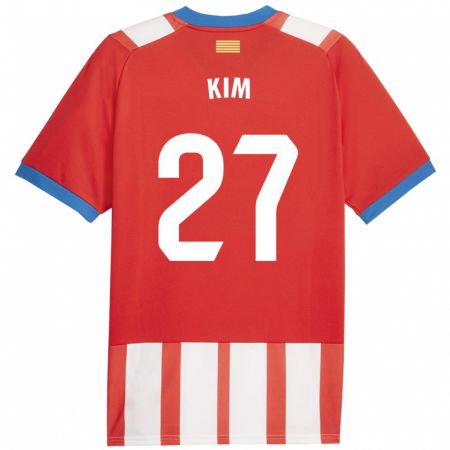 Kandiny Lapset Min-Su Kim #27 Punainen Valkoinen Kotipaita 2023/24 Lyhythihainen Paita T-Paita