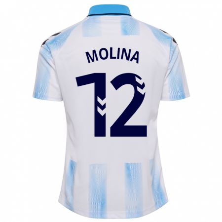 Kandiny Lapset Manu Molina #12 Valkoinen Sininen Kotipaita 2023/24 Lyhythihainen Paita T-Paita