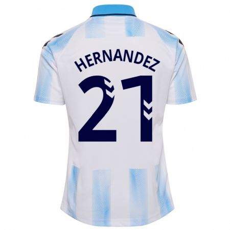 Kandiny Lapset Juan Hernández #21 Valkoinen Sininen Kotipaita 2023/24 Lyhythihainen Paita T-Paita