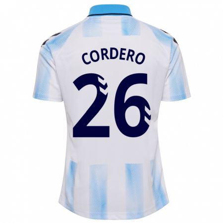Kandiny Lapset Antonio Cordero #26 Valkoinen Sininen Kotipaita 2023/24 Lyhythihainen Paita T-Paita