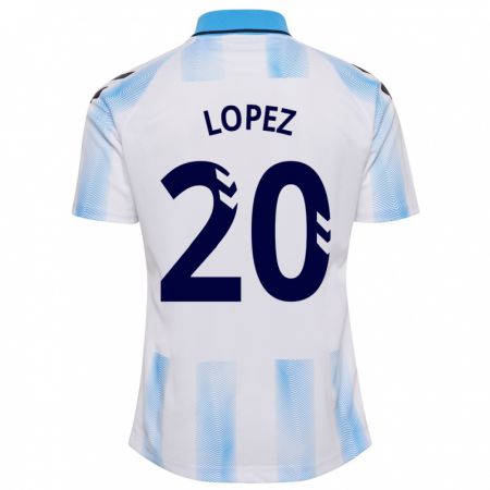 Kandiny Lapset Adri López #20 Valkoinen Sininen Kotipaita 2023/24 Lyhythihainen Paita T-Paita