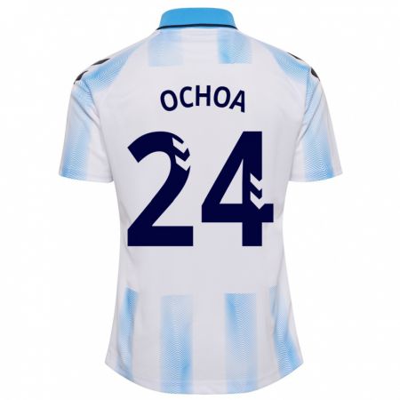 Kandiny Lapset Aarón Ochoa #24 Valkoinen Sininen Kotipaita 2023/24 Lyhythihainen Paita T-Paita