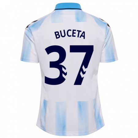 Kandiny Lapset Ana Buceta #37 Valkoinen Sininen Kotipaita 2023/24 Lyhythihainen Paita T-Paita