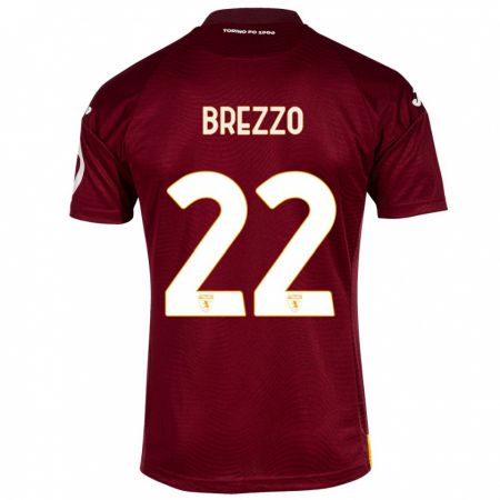 Kandiny Lapset Matteo Brezzo #22 Tummanpunainen Kotipaita 2023/24 Lyhythihainen Paita T-Paita