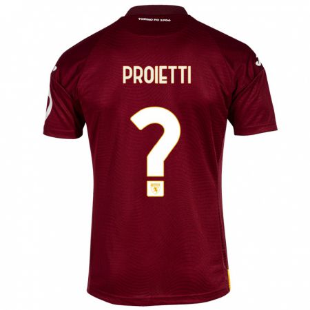 Kandiny Lapset Riccardo Proietti #0 Tummanpunainen Kotipaita 2023/24 Lyhythihainen Paita T-Paita