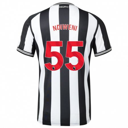 Kandiny Lapset Michael Ndiweni #55 Musta Valkoinen Kotipaita 2023/24 Lyhythihainen Paita T-Paita