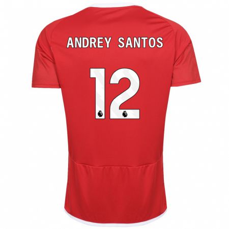 Kandiny Lapset Andrey Santos #12 Punainen Kotipaita 2023/24 Lyhythihainen Paita T-Paita