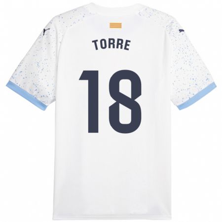 Kandiny Lapset Pablo Torre #18 Valkoinen Vieraspaita 2023/24 Lyhythihainen Paita T-Paita