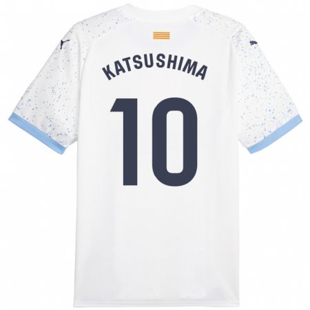 Kandiny Lapset Shinnosuke Katsushima #10 Valkoinen Vieraspaita 2023/24 Lyhythihainen Paita T-Paita