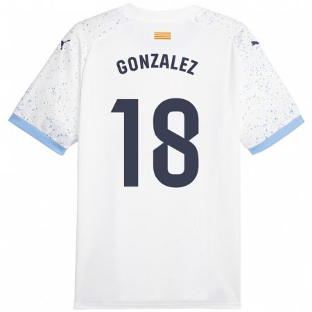 Kandiny Lapset Gerard González #18 Valkoinen Vieraspaita 2023/24 Lyhythihainen Paita T-Paita