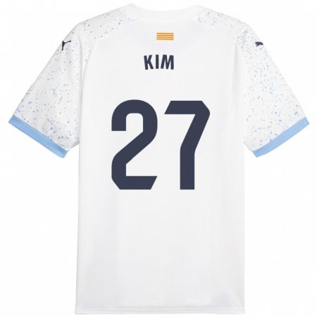 Kandiny Lapset Min-Su Kim #27 Valkoinen Vieraspaita 2023/24 Lyhythihainen Paita T-Paita