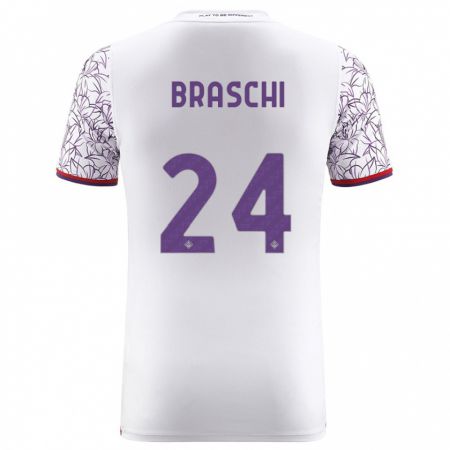 Kandiny Lapset Riccardo Braschi #24 Valkoinen Vieraspaita 2023/24 Lyhythihainen Paita T-Paita