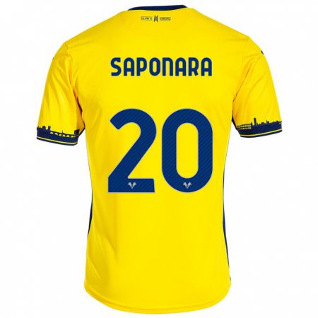 Kandiny Lapset Riccardo Saponara #20 Keltainen Vieraspaita 2023/24 Lyhythihainen Paita T-Paita