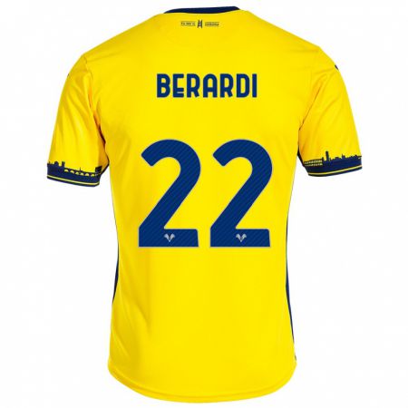 Kandiny Lapset Alessandro Berardi #22 Keltainen Vieraspaita 2023/24 Lyhythihainen Paita T-Paita