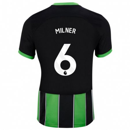 Kandiny Lapset James Milner #6 Musta Vihreä Vieraspaita 2023/24 Lyhythihainen Paita T-Paita