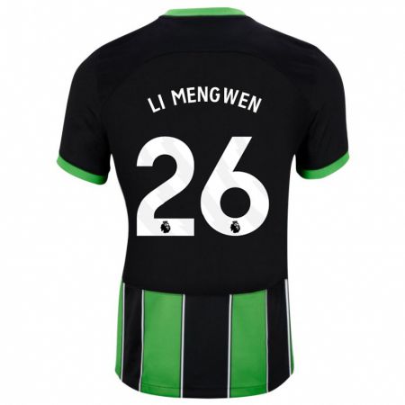 Kandiny Lapset Li Mengwen #26 Musta Vihreä Vieraspaita 2023/24 Lyhythihainen Paita T-Paita