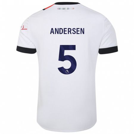 Kandiny Lapset Mads Andersen #5 Valkoinen Vieraspaita 2023/24 Lyhythihainen Paita T-Paita