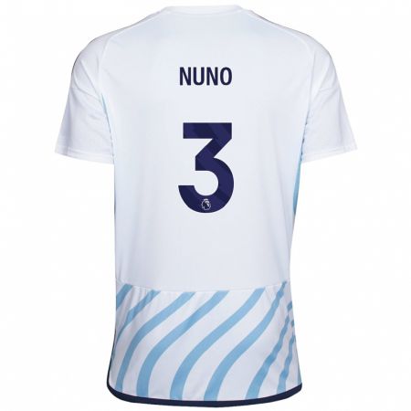 Kandiny Lapset Nuno Tavares #3 Valkoinen Sininen Vieraspaita 2023/24 Lyhythihainen Paita T-Paita