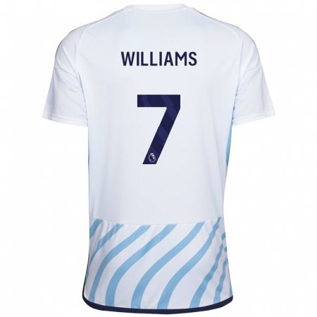 Kandiny Lapset Neco Williams #7 Valkoinen Sininen Vieraspaita 2023/24 Lyhythihainen Paita T-Paita