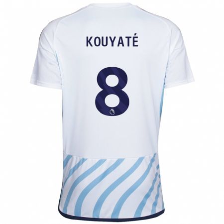 Kandiny Lapset Cheikhou Kouyaté #8 Valkoinen Sininen Vieraspaita 2023/24 Lyhythihainen Paita T-Paita