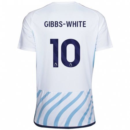Kandiny Lapset Morgan Gibbs-White #10 Valkoinen Sininen Vieraspaita 2023/24 Lyhythihainen Paita T-Paita