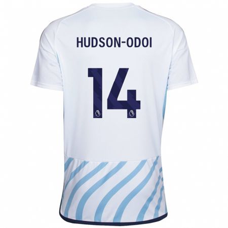Kandiny Lapset Callum Hudson-Odoi #14 Valkoinen Sininen Vieraspaita 2023/24 Lyhythihainen Paita T-Paita