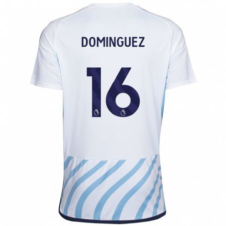 Kandiny Lapset Nicolás Domínguez #16 Valkoinen Sininen Vieraspaita 2023/24 Lyhythihainen Paita T-Paita