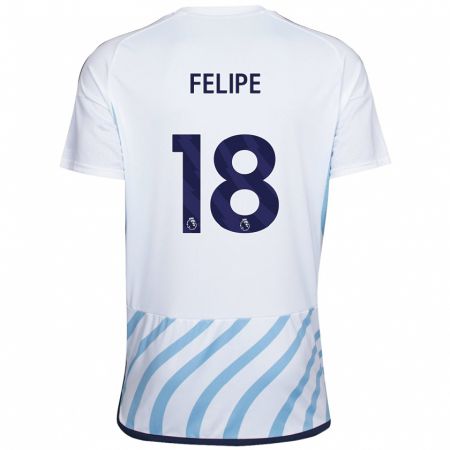 Kandiny Lapset Felipe #18 Valkoinen Sininen Vieraspaita 2023/24 Lyhythihainen Paita T-Paita